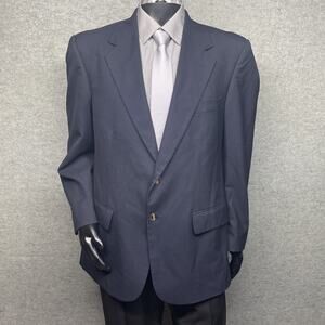 Vtg Seville Row Mens 43R Blazer Navy Blue Gold Metal Buttons Classic Preppy